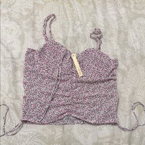 Floral Pink Ruched Women's Top